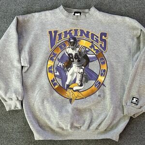 Vintage Minnesota Vikings Sweatshirt Mens Large NFL Football Randy Moss Starter